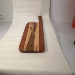 Hand-Carved Mahogony and Maple Cutting Board with Ring Handle